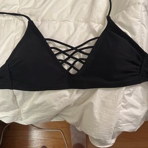 Black xhilaration small cross cross bikini top